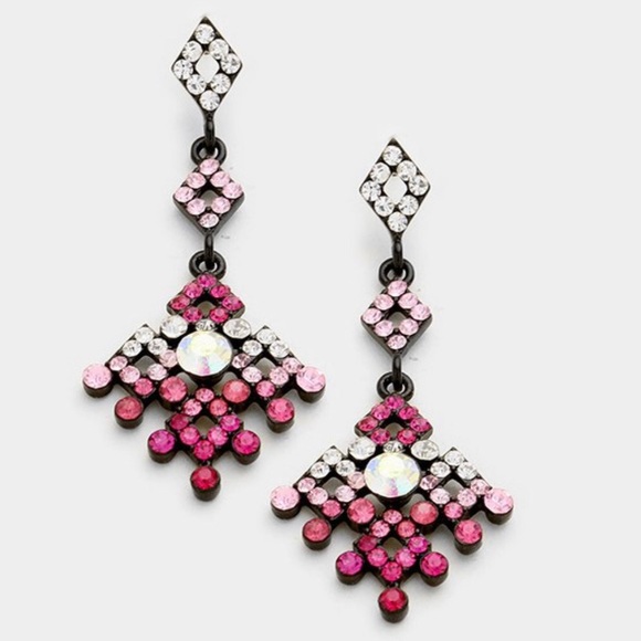 Modern Aztec Pattern Crystal Earring, NWT - Picture 2 of 3